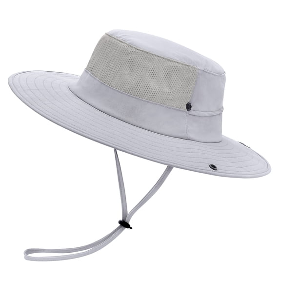 EINSKEY Cooling Bucket Hat for Men, Wide Brim Womens Sun Hat with Ponytail Hole (Light Grey)