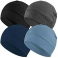 thumbnail image 1 of EINSKEY Cotton Skull Cap 4pcs Thin Cancer Chemo Hat Beanies for Men Women 2 Blue,Black,Grey, 1 of 8