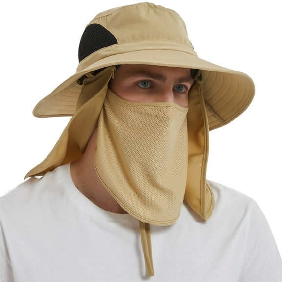EINSKEY Fishing Hat Sun Protection Hat with Neck Flap for Men,Full Coverage Khaki