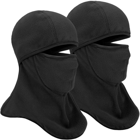 EINSKEY Fleece Ski Mask with Nose Wire, 2-Pack Winter Full Face Mask Balaclava Hood Thermal Neck Cover for Skiing Cycling Running 2 Black