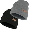 thumbnail image 1 of EINSKEY Knit Cuffed Lined Beanie, 2-Pack Skull Cap Beanie Stocking Hats For Men Women Fall Winter - Black Grey, 1 of 9