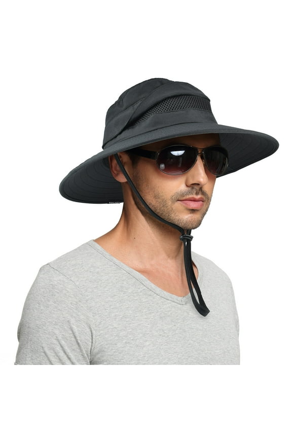 Men's Sun Hat, Rain Waterproof UV Protection Wide Brim Bucket Hat for Beach Travel Golf Safari Garden Fishing Hiking