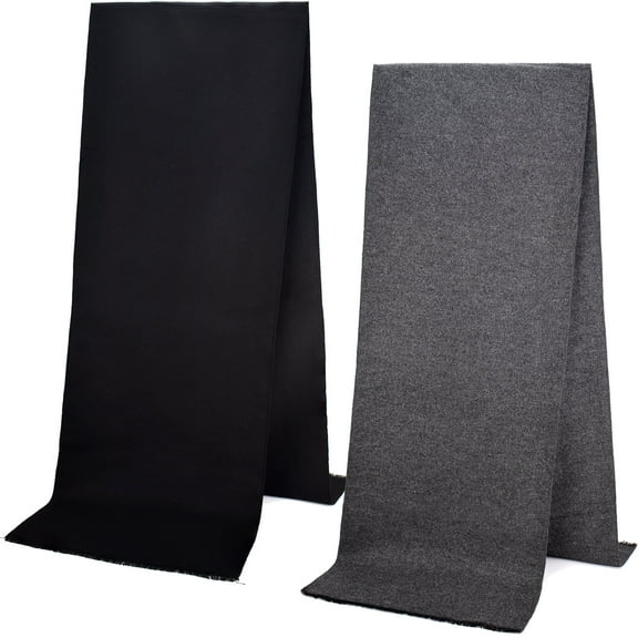 EINSKEY 2-Pack Long Winter Scarves with Tassel for Men Women - Black Grey, Solid