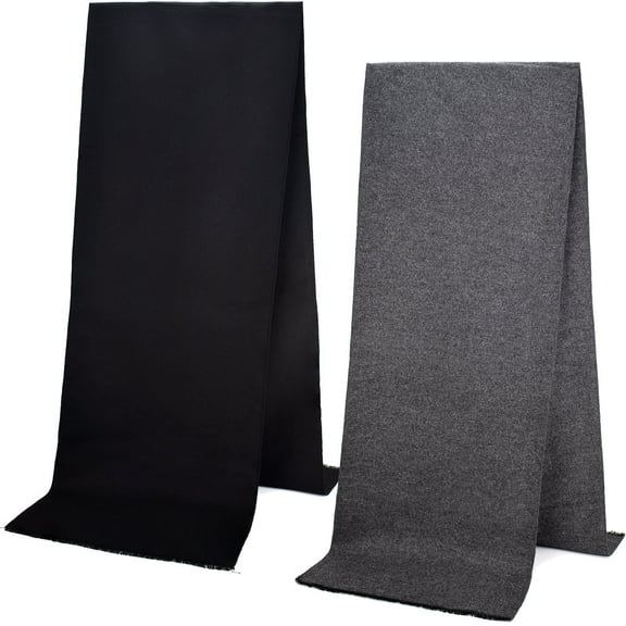 EINSKEY Men's 2-Pack Long Winter Scarves with Tassel - Black Grey, Solid