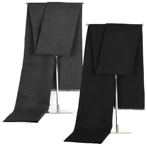 EINSKEY 2-Pack Long Winter Scarves with Tassel for Men Women - Black Grey, Solid