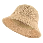 EINSKEY Straw Bucket Hat for Women, Packable Summer Beach Sun Hat with Adjustable Drawstring - Khaki