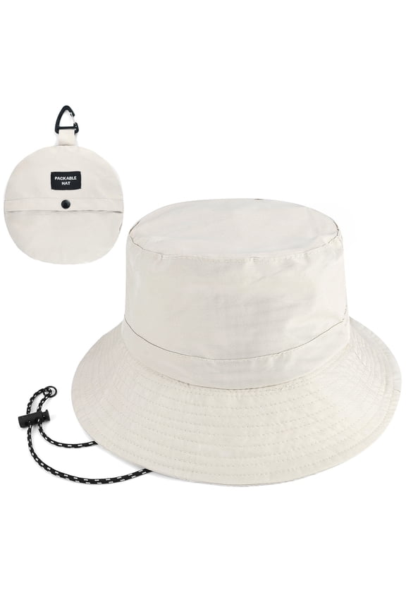 Packable Sun Hat, Foldable Bucket Hat with Clip for Travel on Bag