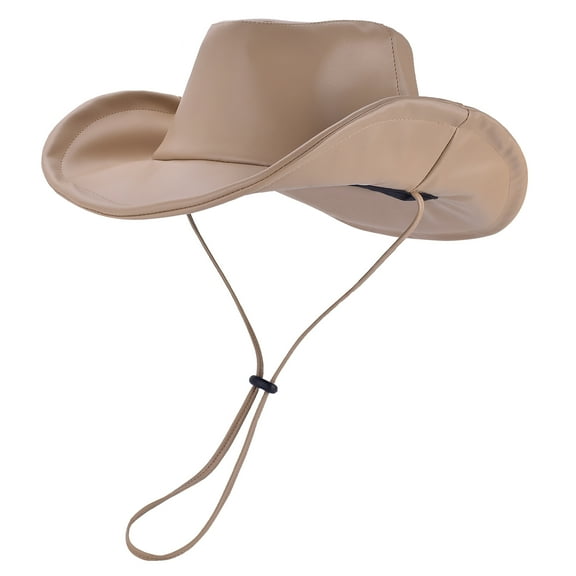 EINSKEY Packable Cowboy Hat for Women Men, Shapeable Brim UPF50  Sun Protection, Fedora Panama Western Style Leather Cowgirl Hat Beige
