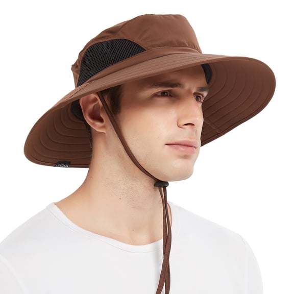EINSKEY Sun Hat Waterproof Boonie Hat,Wide Brim Bucket Hat Brown,for Fishing Hiking Camping Safari