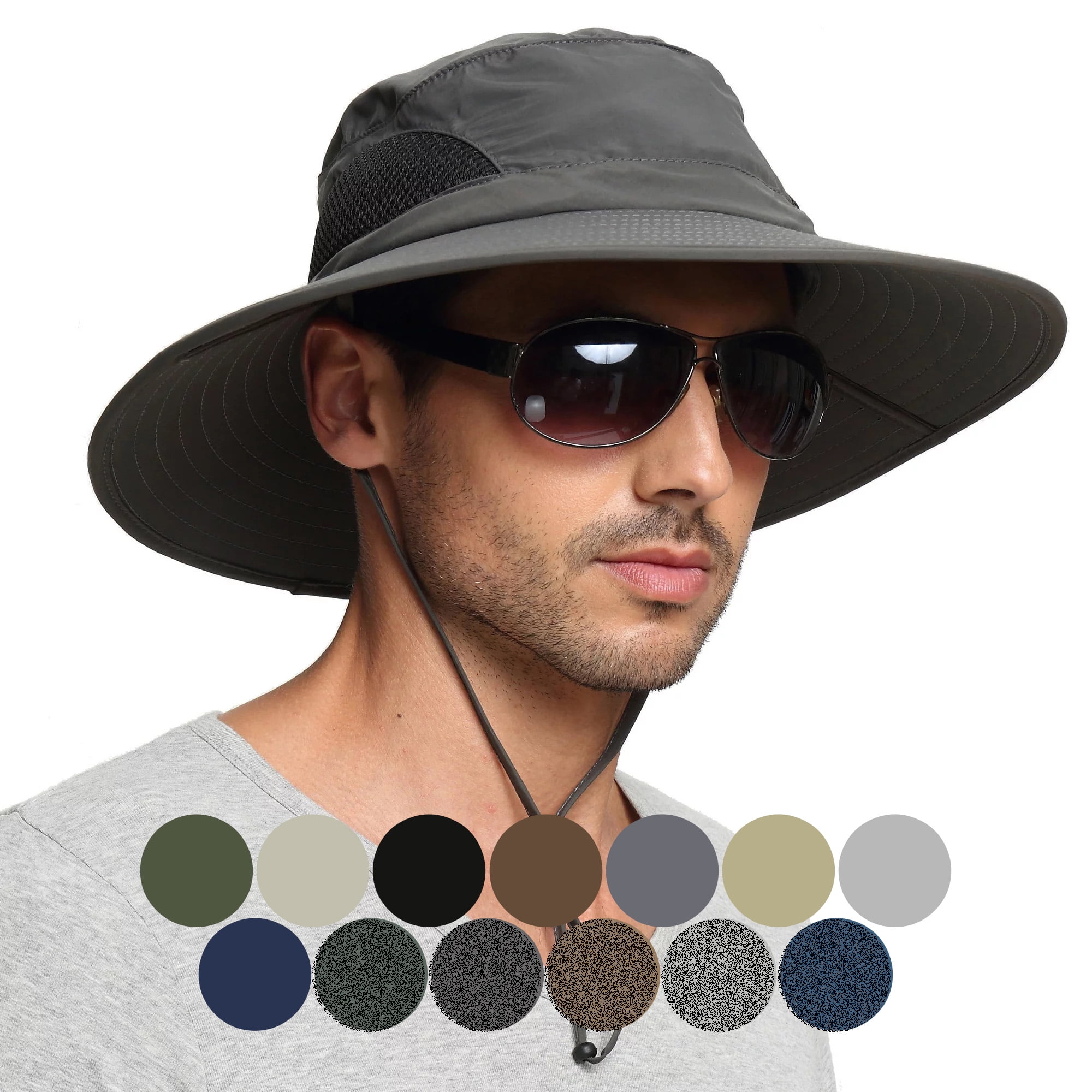 EINSKEY Waterproof Sun Hat with Chin Strap, Wide Brim Bucket Hat for Fishing, Hiking, and Camping