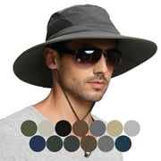 EINSKEY Sun Hat Waterproof Boonie Hat,Wide Brim Bucket Hat Dark Grey,for Fishing Hiking Camping