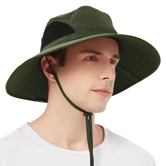 EINSKEY Sun Hat Waterproof Boonie Hat,Wide Brim Bucket Hat Green,for Fishing Hiking Camping Safari