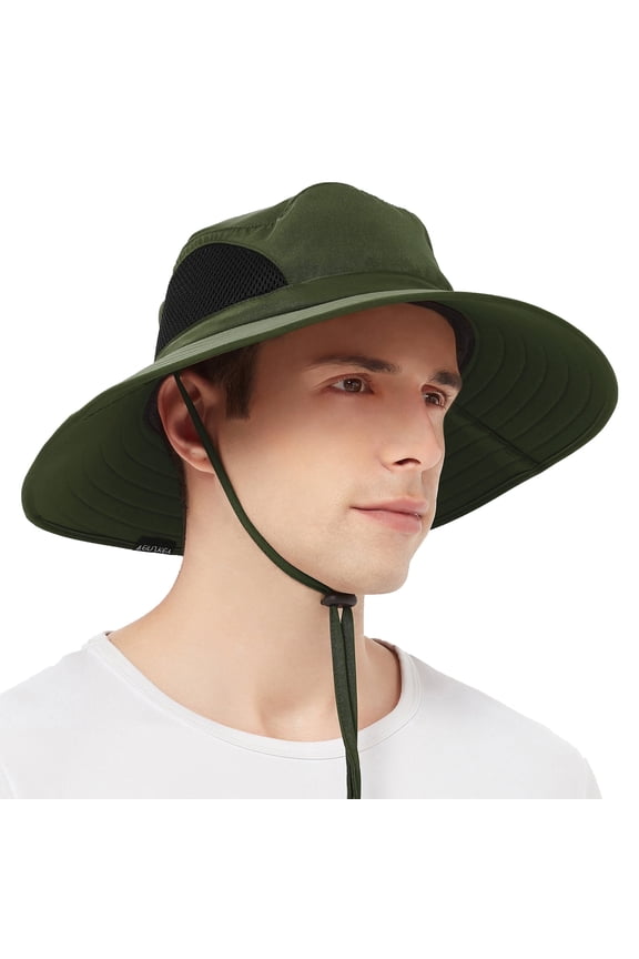 Sun Hat Waterproof Boonie Hat,Wide Brim Bucket Hat Green,for Fishing Hiking Camping Safari