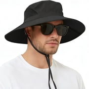 EINSKEY Sun Hat for Men Women, Waterproof Wide Brim Boonie Bucket Hat for Fishing Hiking - Black