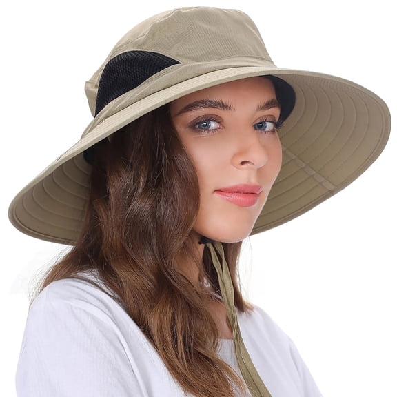 EINSKEY Sun Hat for Men Women,Boonie Hat Fishing Hiking Safari Beach,Waterproof Wide Brim Bucket Hat Khaki