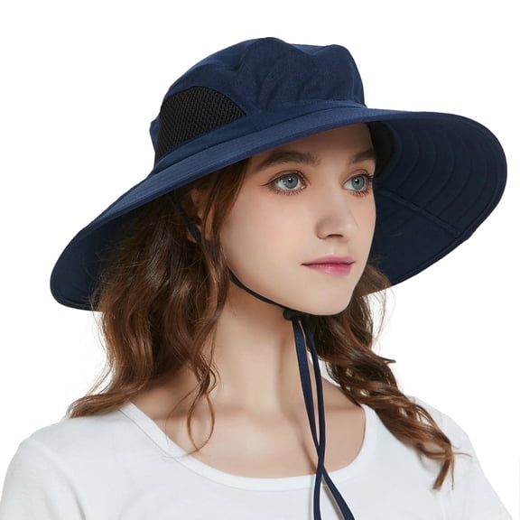 EINSKEY Sun Hat for Men Women,Wide Brim Bucket Hat Blue,Waterproof Polyester Boonie Fishing Hiking