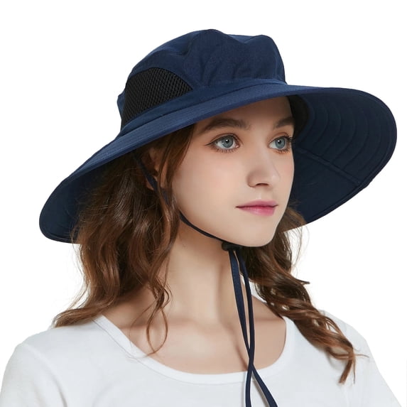 EINSKEY Sun Hat for Men Women,Wide Brim Bucket Hat Blue,Waterproof Polyester Boonie Fishing Hiking