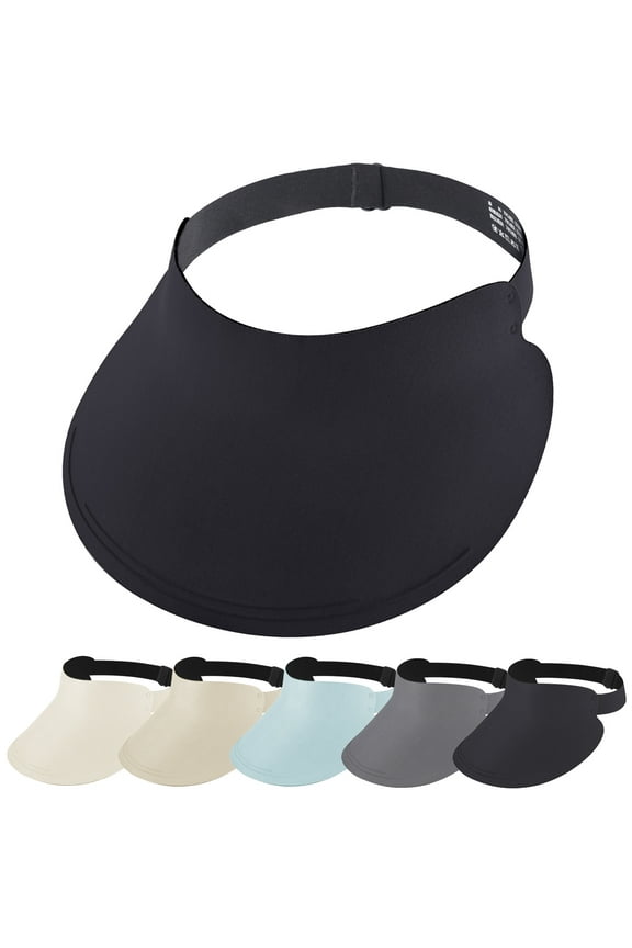 Wide Brim Visor for Women, Wrinkle Free Travel Sun Hat UV Protection Large Sun Caps (Black)