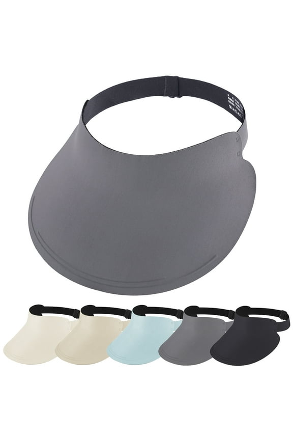 Wide Brim Visor for Women, Wrinkle Free Travel Sun Hat UV Protection Large Sun Caps (Dark Grey)