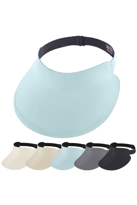 Wide Brim Visor for Women, Wrinkle Free Travel Sun Hat UV Protection Large Sun Caps (Light Blue)