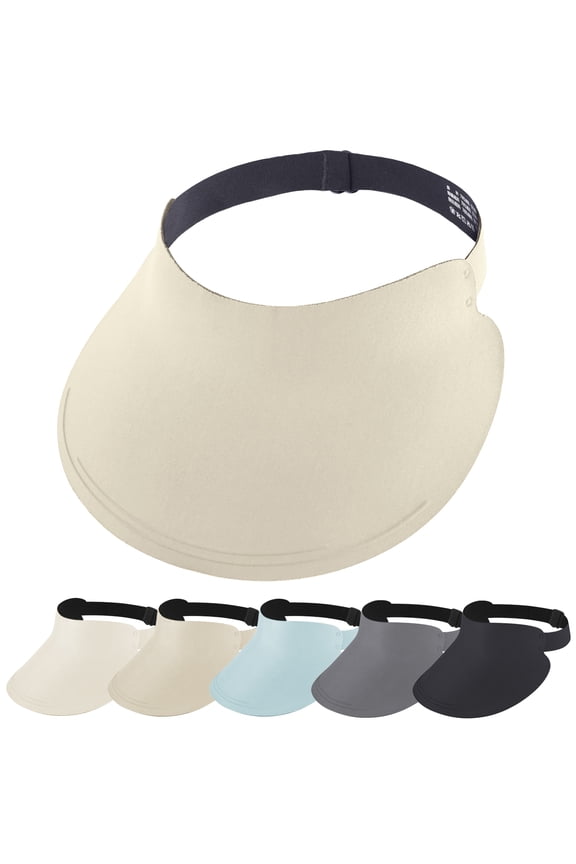 Wide Brim Visor for Women, Wrinkle Free Travel Sun Hat UV Protection Large Sun Caps (Light Khaki)