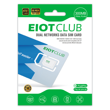 EIOTCLUB Card - Ideal for Security camera Trail camera Cellular Camera, No Contract | 5G/4G LTE Network in USA Coverage | 3-in-1 SIM Card
