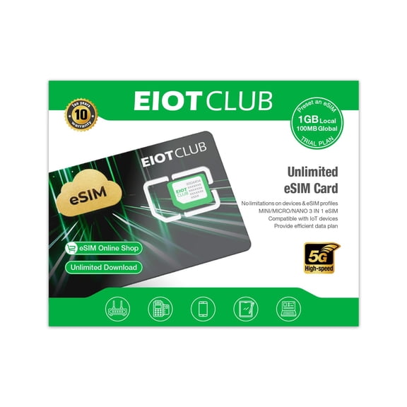 EIOTCLUB eSIM Card for Android Unlocked Phones, Unlimited eSIM Downloads, Compatible with Unlocked Phones, Pre-Cut for Easy Use