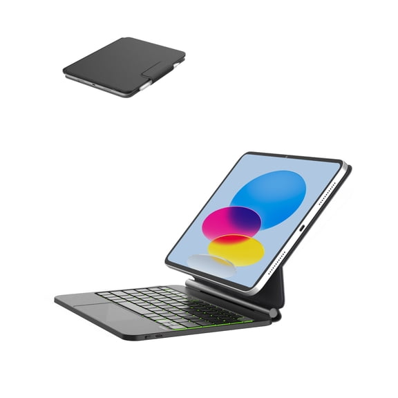EIP Hyperkeys Keyboard for iPad 11th (A16) 2025 / 10th 2022 Generation, Magic Keyboard with Customizable Shortcuts, Full-Area Control Trackpad, Pen Sleeve, Cantilever Stand, 7-Color Backlight