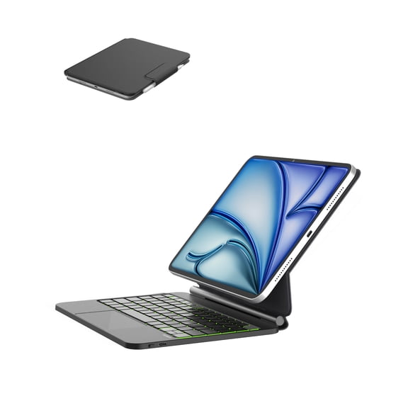 EIP Hyperkeys Keyboard for iPad Air 11″ M4/M3/M2/5/4 Gen ; Pro 11 inch 1–4th, Magic Keyboard with Customizable Shortcuts, Full-Area Control Trackpad, Pen Sleeve, Cantilever Stand, 7-Color Backlight