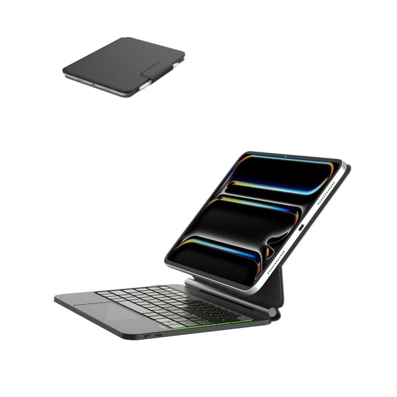 EIP Hyperkeys Keyboard for iPad Pro 11 inch (M4 / M5), 11" Magic Keyboard with Customizable Shortcuts, Full-Area Control Trackpad, Pen Sleeve, Cantilever Stand, 7-Color Backlight