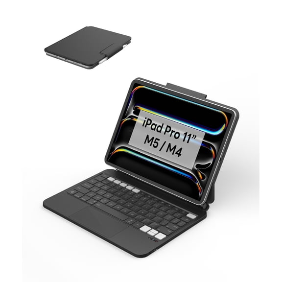 EIP Hyperkeys Keyboard for iPad Pro 11 inch (M4 / M5), 11" Magic Keyboard with Customizable Shortcuts, Full-Area Control Trackpad, Pen Sleeve, Cantilever Stand, 7-Color Backlight