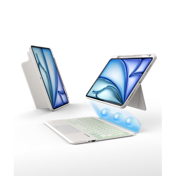 EIP Magnetix Keyboard Case for iPad Air 11 inch M4/M3/M2, 5th/4th Gen, iPad Pro 11" 1-4th [Not for Pro 11 M4]-White