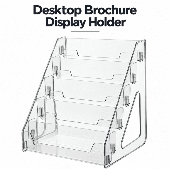 EIRON Acrylic Literature Display Stand, 5‑Tier Clear Brochure Holder 12x13 Inch, Holds 3 Brochures Per Row for Office Home Store, 1 Pack