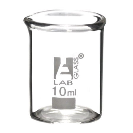 EISCO Beaker, 10ml - Griffin Style, Low Form with Spout - Ungraduated - Borosilicate 3.3 Glass