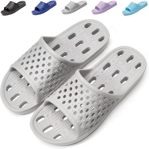 EISHOW Mens Shower Shoes With Holes Dry Quickly Bath Slippers Womens Non Slip Indoor Home Bedroom Pool Spa Guest College Dorm