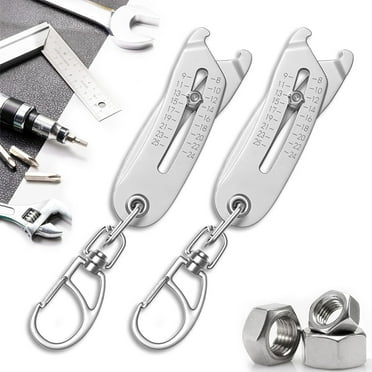 Acouza 2PCS Portable Precise Thread Checker Keychain,Nut And Bolt Size Finder Keychain Thread Size Verification Tool With Two Vernier