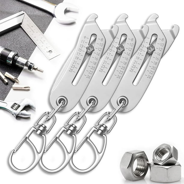 EISHOW Portable Precise Thread Size Checker Keychain Bolt and Nut Sizer Key Chain Thread Size Verification Too Compact Thread Measurement Tool for On-The-Go Convenience