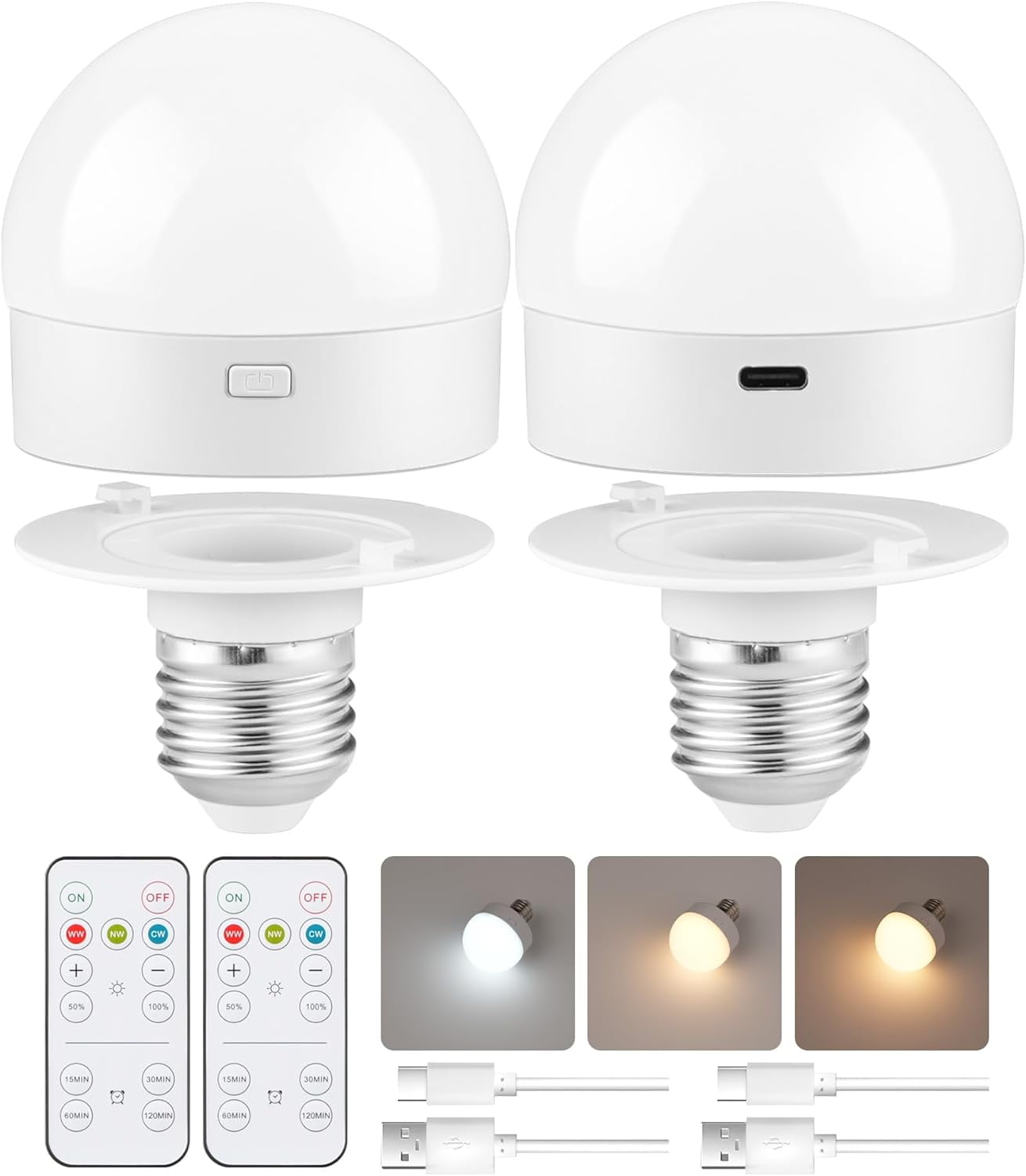 EISHOW Rechargeable Light Bulbs with Remote Control, Battery Operated