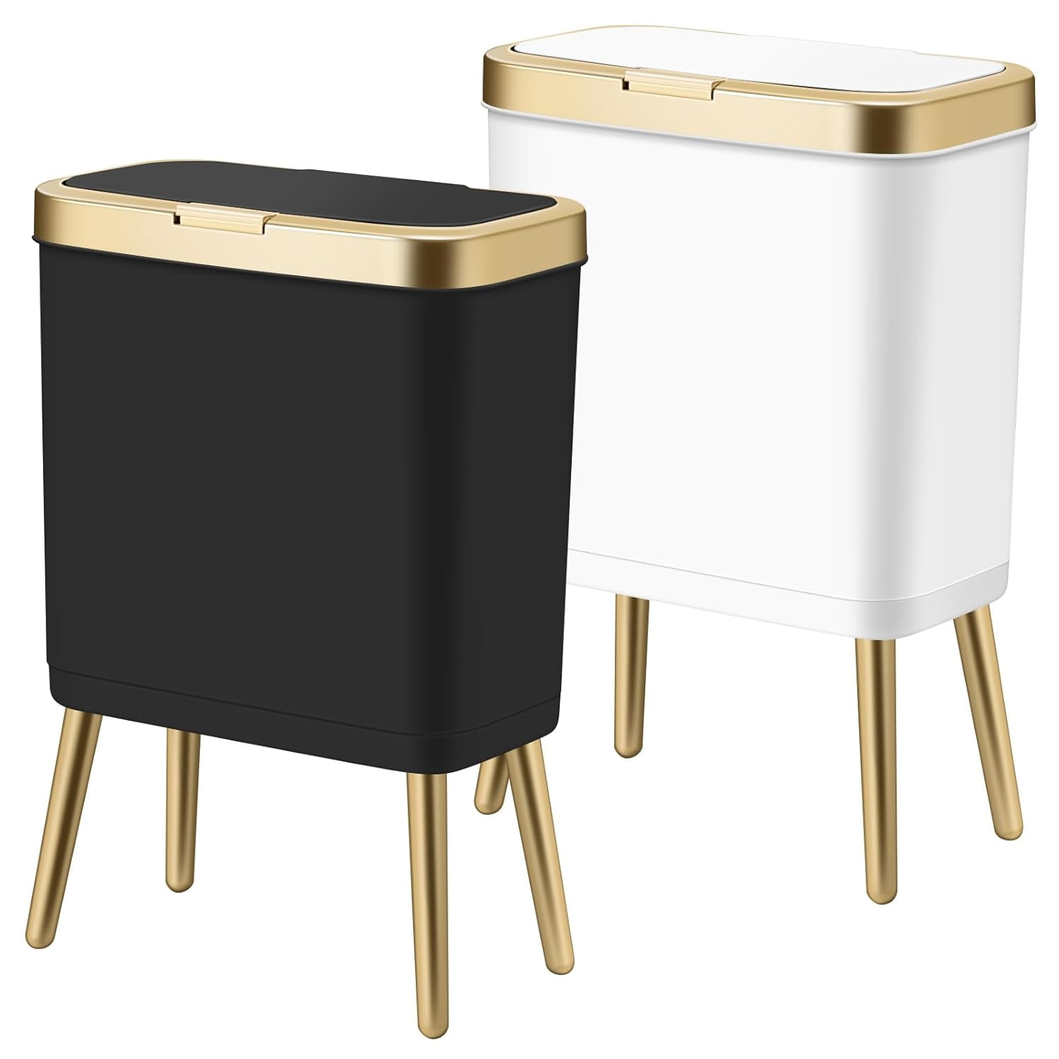 EISRUNGF 2Pack Trash Can with Lid, Modern Bedroom Garbage Can with Gold ...
