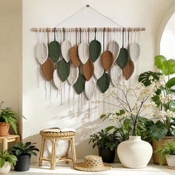 EISRUNGF- Macrame Wall Hanging Tapestry, Room Decor Wall Art, Boho Wall Decor Tapestry for Bedroom above Bed Wall Decor Living Room, Macrame Wall Fashional Gift, 39" x 26" Red Green