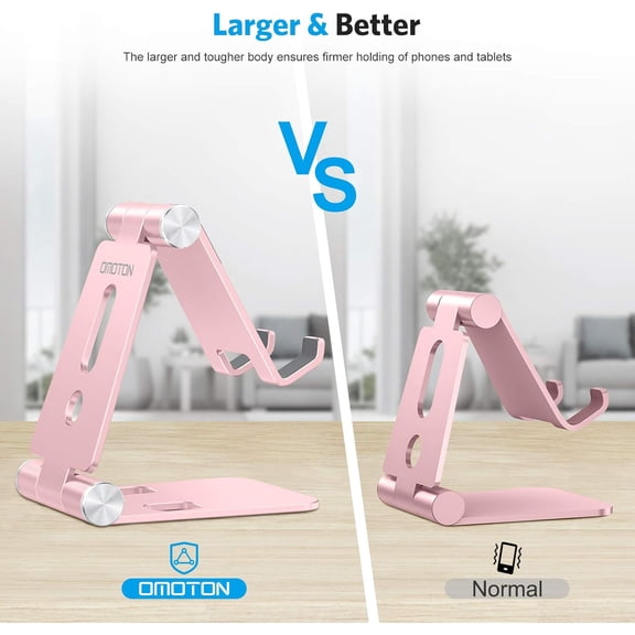 EISRUNGF Rose Gold C4 Foldable Aluminum Phone Stand – Adjustable Dock for iPhone 16-13 Pro Max, Galaxy & Smartphones/Tablets