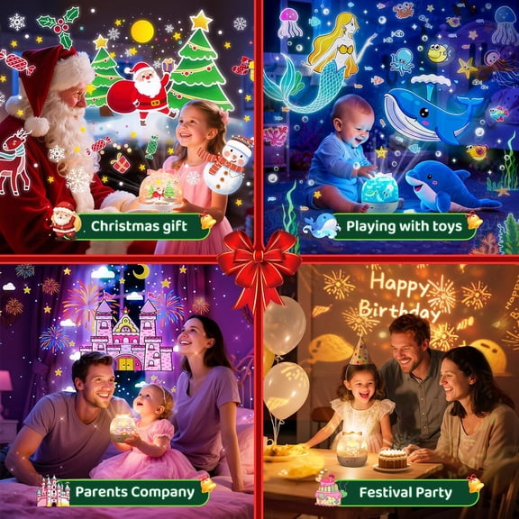 EISRUNGF Unicorn Night Light Projector for Girls – 15 Films + 15 Lullabies, Remote & Rechargeable, 360° Rotation, Princess Mermaid Toddler Girl Toy Gift