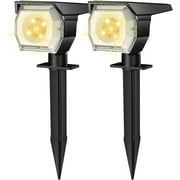 EIUIO Solar Outdoor Lights, Solar Lights Outdoor Waterproof, Solar Spot Lights Outdoor with Auto On/Off and 3 Lighting Modes, Outdoor Lights for Garden Decor, Outdoor Decor, 2 Pack(Warm White)