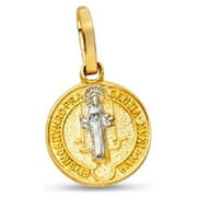 EIVS IN OBITV NRO PRAE SENTIA MVNIAMVR Charm 14k Yellow White Gold Pendant Solid 10 x 10 mm