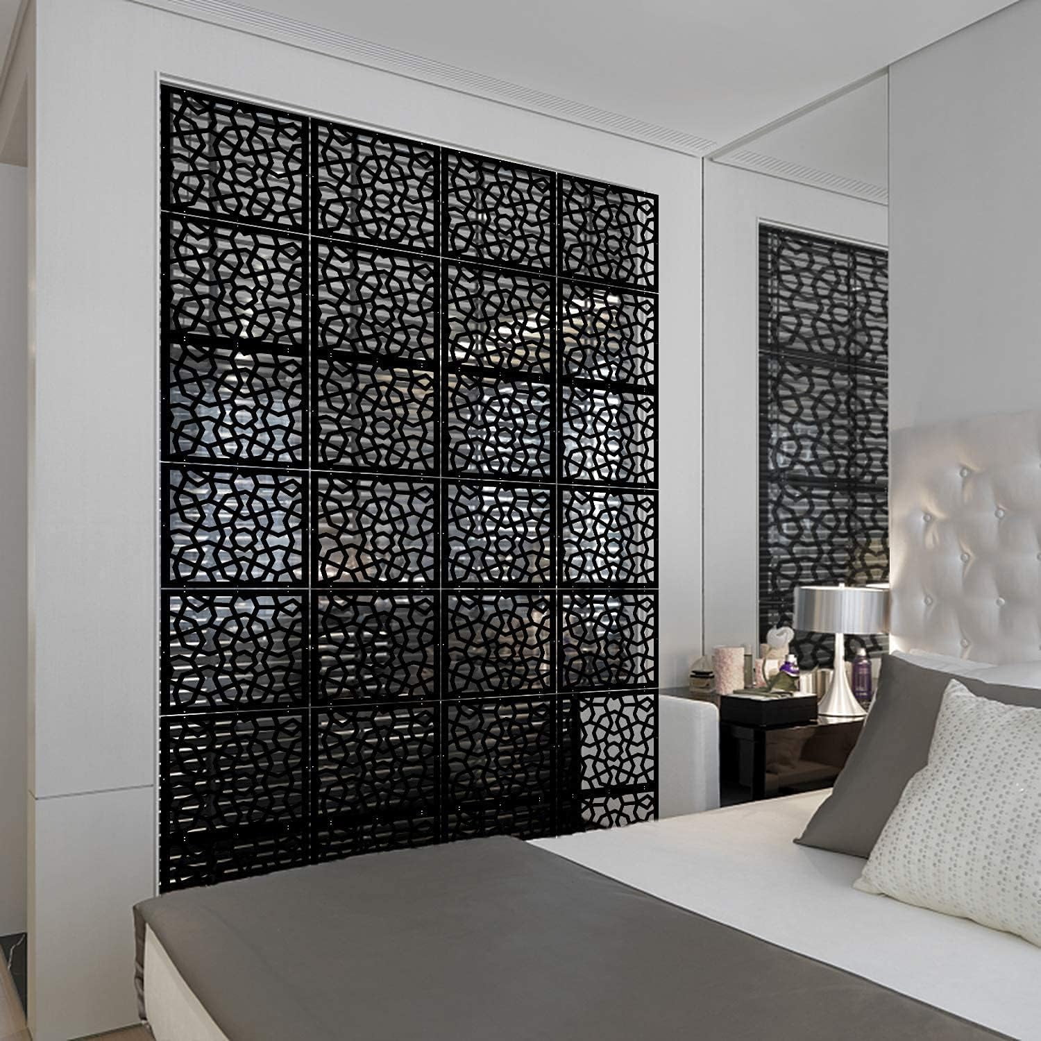 EIYEHOOMBIU 12 Pcs PVC Hanging Room Divider Thick Decorative Flower Design Room Divider Partitions Panel Screen for Decorating Bedroom Dining Kitchen Office Studio Restaurant Hotel Decor