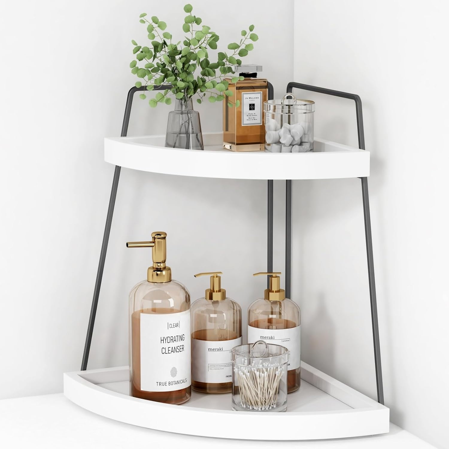 EIYEHOOMBIU White 2 Tier Corner Bathroom Counter Organizer Bathroom ...