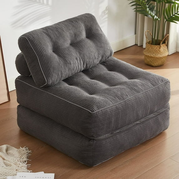 EJC Folding Sofa Bed - Convertible Futon for Homes & Small Spaces, Comfortable Portable Chair for Livingroom and Bedroom, Grey