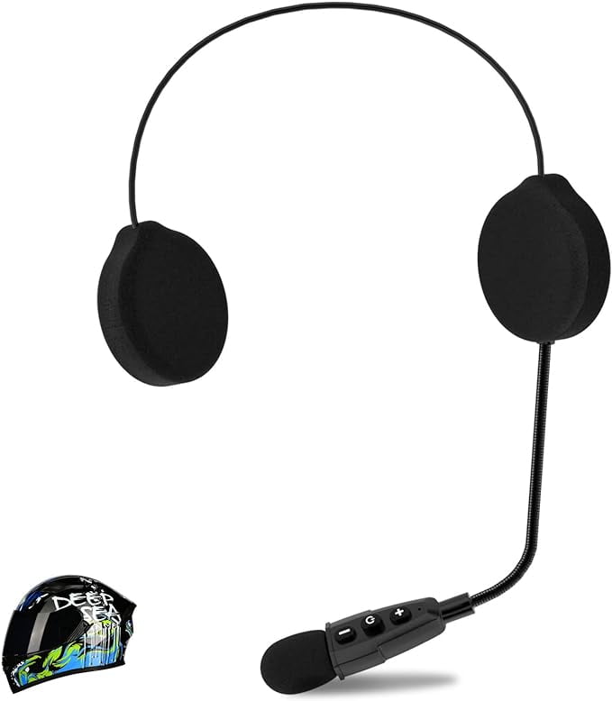 EJEAS E1+ Motorcycle Helmet Bluetooth Headset, Bluetooth 5.1 Helmet Speaker with Auto Answering Call and Noise Reduction Function, Motorcycle Helmet Headphone Can Connect 2 Mobile Phones