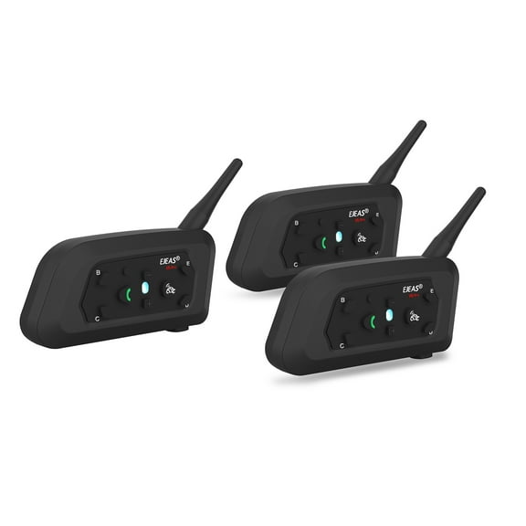 EJEAS Motorcycle Helmet Bluetooth Headsets 2-Way 1200M Motorbike Intercoms Communication System 3PC