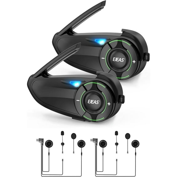 2PC EJEAS Q8 Motorcycle Bluetooth Headset Upgraded Mesh 3.0 Intercom Motorbike Communication System for 6 Riders Group Talking
